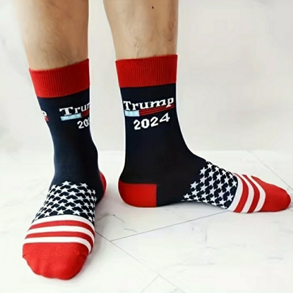 🛑 8/$15  TRUMP Novelty crew Socks, unisex sz 6-10, NWT